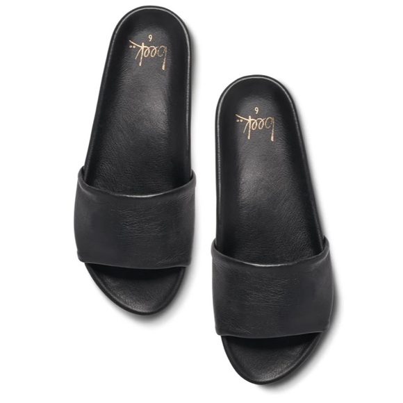 beek Shoes - Beek Gallito Leather Slide Sandal (Color Black)